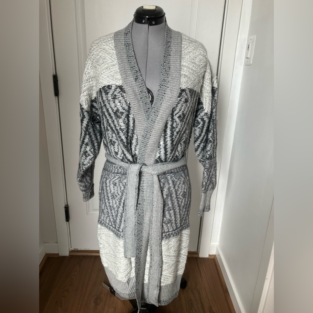 White House Black Market Gray Knit Cardigan